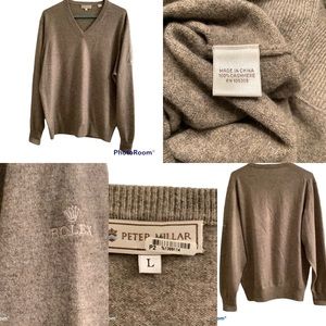 PETER MILAR CASHMERE V NECK SWEATER. BEIGE SIZE L